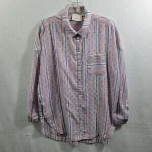 Maeve By Anthropologie  Button Front Striped Tunic Blouse Size S 91924-0884